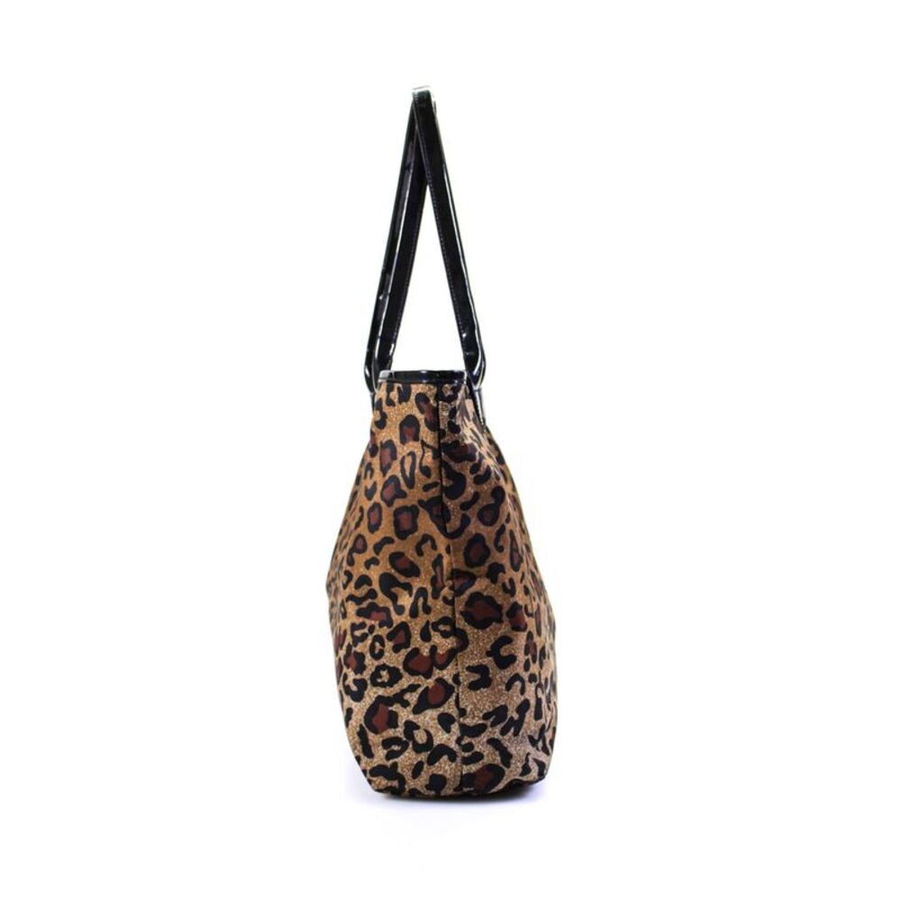 Lafayette 148 New York Womens Nylon Leopard Printed Tote Bag Brown Handbag - Picture 2 of 5
